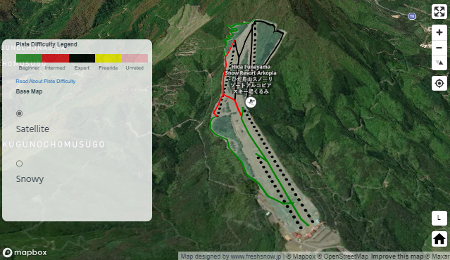 Access freshsnow.jp's ski run difficulty ratings by clicking the