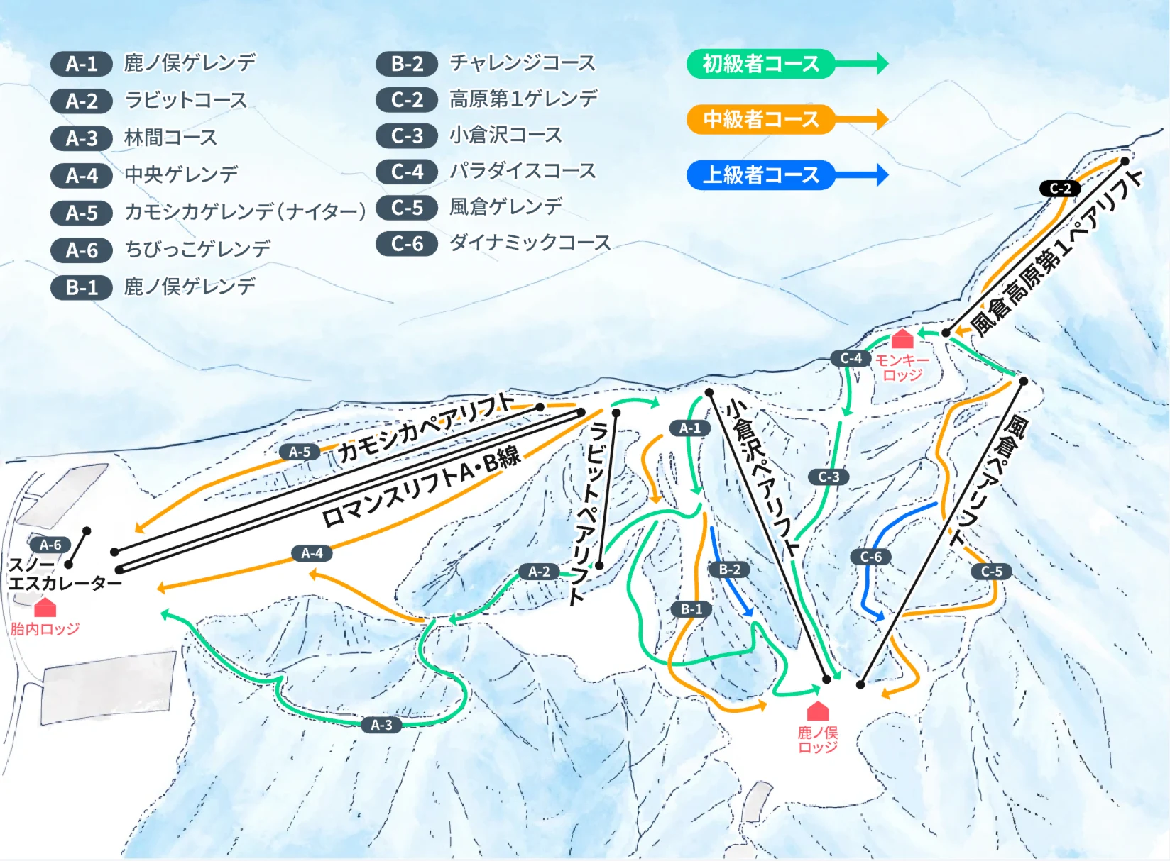 Tainai Ski and Snowboard Area Ski Map