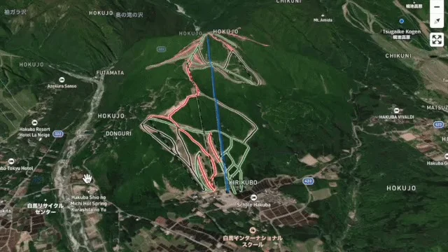 Interactive 3D ski resort terrain map